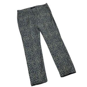 Talbots Women Petite Sz 10P Navy Blue/Green Animal Print Signature Casual Pants
